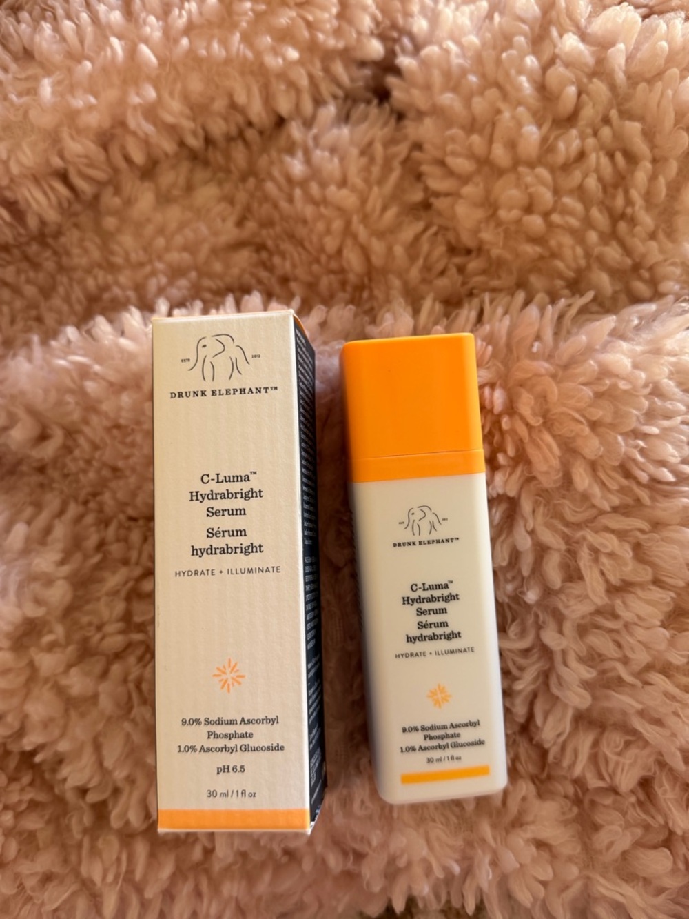 Drunk Elephant C-Luma Hydrabright Serum - Orange & Cream Packaging